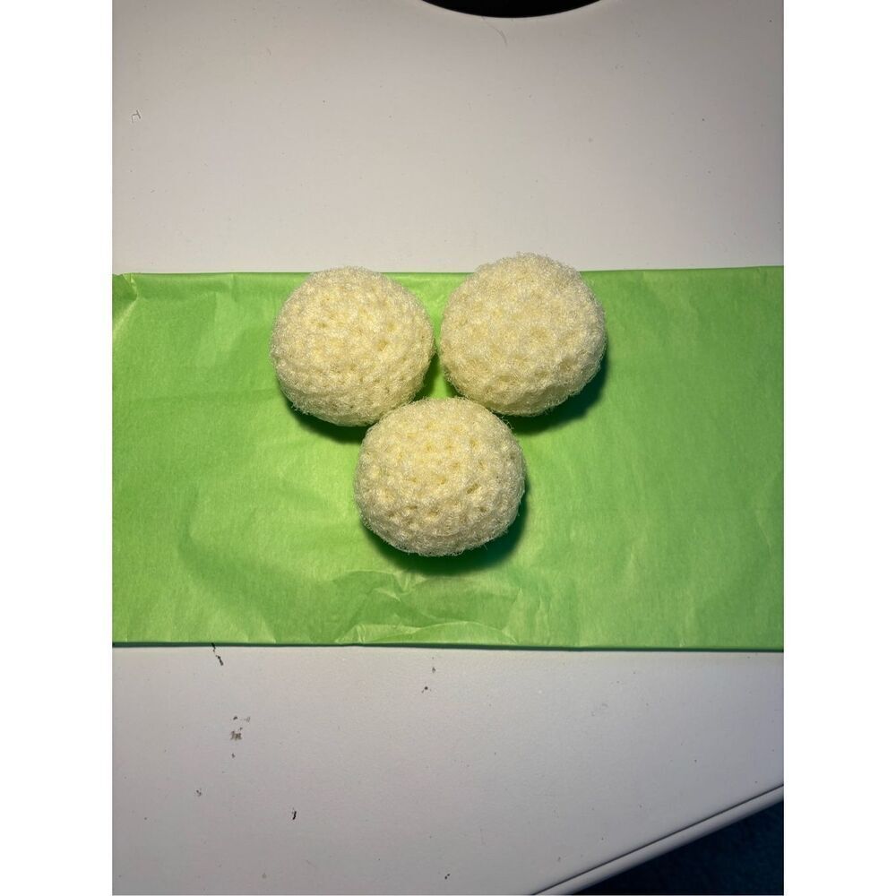 3 Handmade crocheted dish scrubbies made with premium nylon netting (cream)
